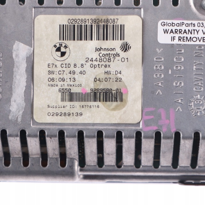 BMW X5 E70 X6 E71 MONITEUR MONITEUR NAVIGATION CID 8,8″ 9289580