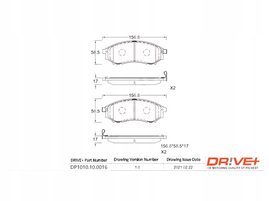 DRIVE+ ZAPATAS DE FRENADO PARTE DELANTERA NISSAN PATHFINDER 2.5CDI 05- 