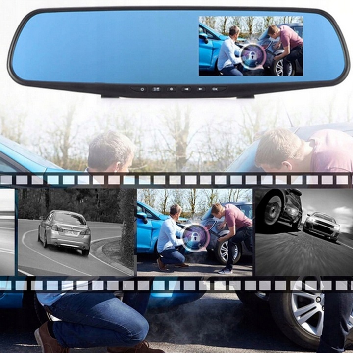 CÁMARA RETROVISOR COMPLETO HD GRABADORA DE VÍDEO AUTO ESPEJO DWUKIERUNKOWY 