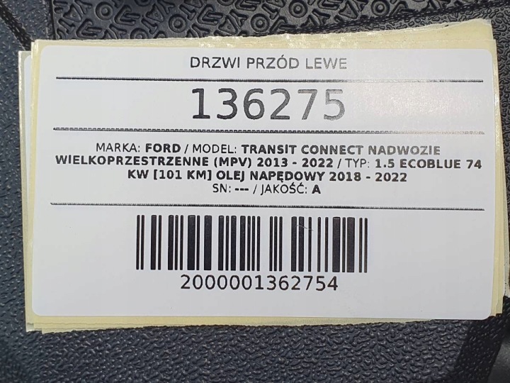 PORTES AVANT GAUCHE FORD TRANSIT CONNECT MK2 II EUROPE
