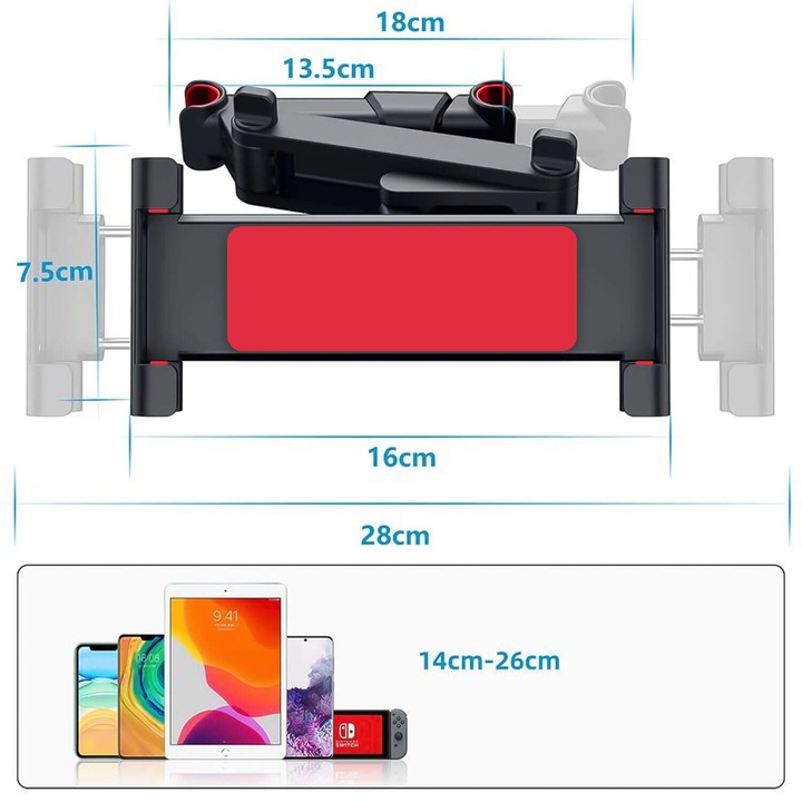 SOPORTE AUTO AL TELÉFONO TABLET AL REPOSACABEZAS PARA TELÉFONO TABLETU 360 