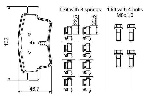 BOSCH 0 986 494 222 KLOCEK DE FREIN JEU