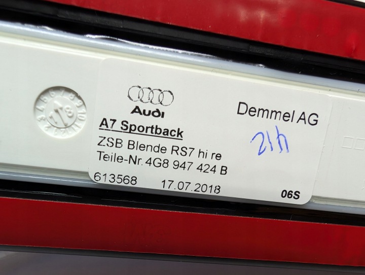 AUDI A7 RS7 4G MOULURE SEUIL ARRIÈRE DROITE 4G8947424B 4G8853376C ORIGINAL