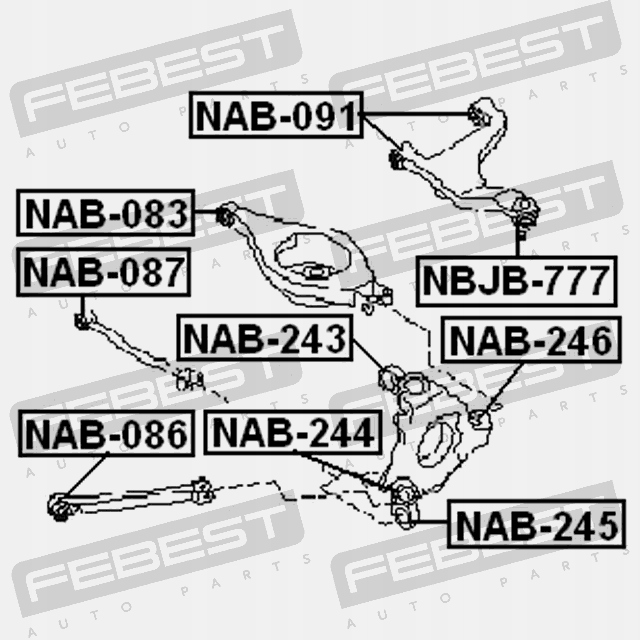 MANCHON WZDLUZNEGO BIELLE DE POUSSÉE ARRIÈRE FEBEST NAB-086
