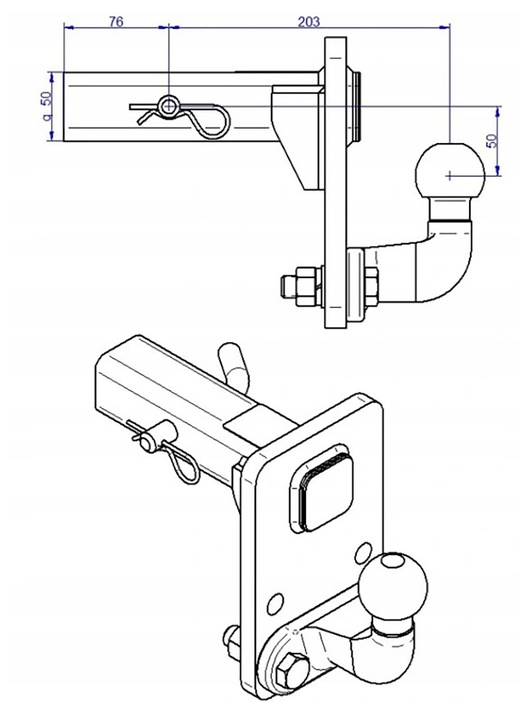 USA TOW BAR END TOW BAR ADAPTER FOR AUT AMERYKANSKICH 