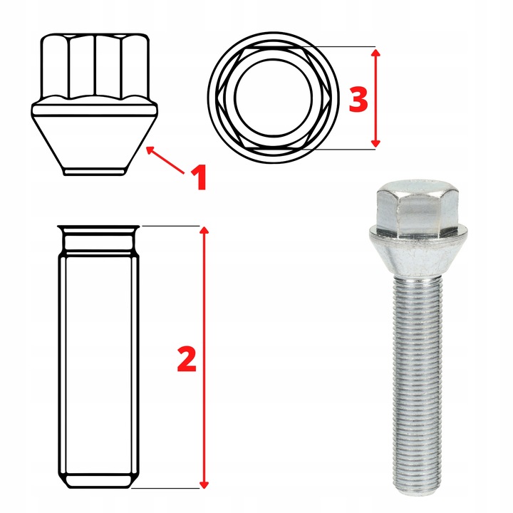 TORNILLOS 12X1,25 PARA DISCOS CONO 24MM JUEGO 20SZT 