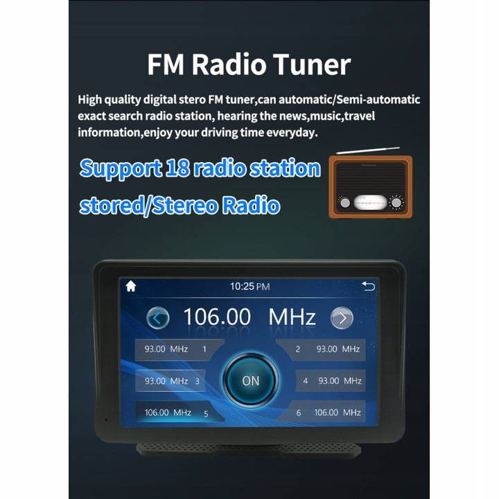 STACJA MULTIMEDIALNA TRANSPORTABLE PARA COCHE RADIO BEZPRZEWODOWY CARPLAY BT 