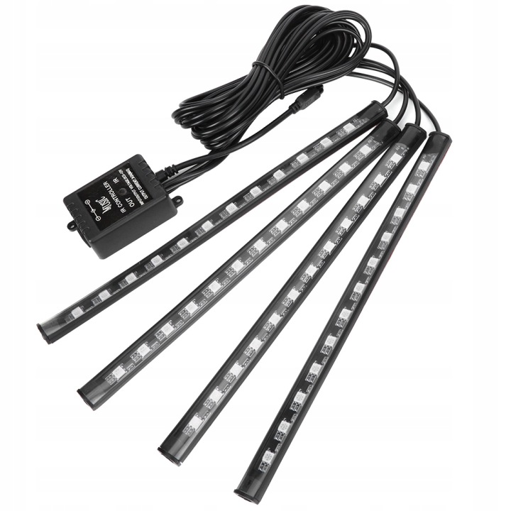 4X MOULURE BANDE LED VERS INTÉRIEUR VOITURE ÉCLAIRAGE 12 RGB VERS VOITURES TÉLÉCOMMANDE
