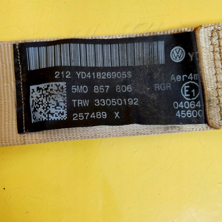 CEINTURE DE SÉCURITÉ DROIT ARRIÈRE VOLKSWAGEN GOLF PLUS 5M0857806 NR2190
