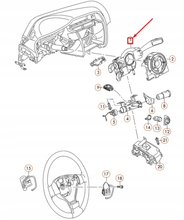 COMMUTATEUR COMPOSITE COLONNES DIRECTION VOLKSWAGEN EOS 5K0953513M9B9