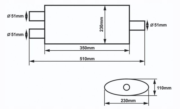 SILENCIADOR CENTRAL PASANTE 2'' 51MM Y PIPE SLIDE 