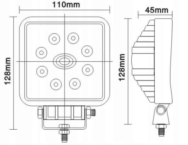 PHARE TRAVAILLÉ LED CARRÉE 24W 1920 LM 10/30V LANTERNE ROZPROSZONE 8 LED
