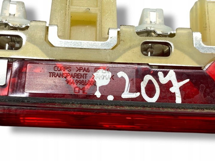 PEUGEOT 207 1600CM3 2010 TROISIÈME LANTERNE STOP BERLINE COMPACTE 9649986880