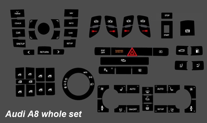 PEGATINAS AL AUDI COCHE A8 D3 CONMUTADOR VENTANAS 