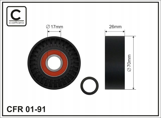 CAFFARO GALET TENDEUR 70X17X26 PLASTIK-GLADKA, ROULEMENT NACHI JAPAN