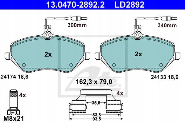 DISCOS ZAPATAS PARTE DELANTERA ATE CITROEN C6 