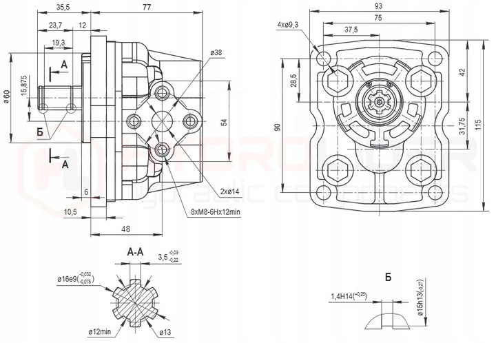 BOMBA HIDRÁULICA ZEBATA NSZ10 10CM3 15L IZQUIERDA IZQUIERDA OBROTY 6 FREZ HYDROSILA 