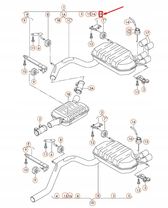 AUDI A3 8P SUPPORT SYSTÈMES ÉCHAPPEMENT ARRIÈRE 1K0253144AS ORIGINAL