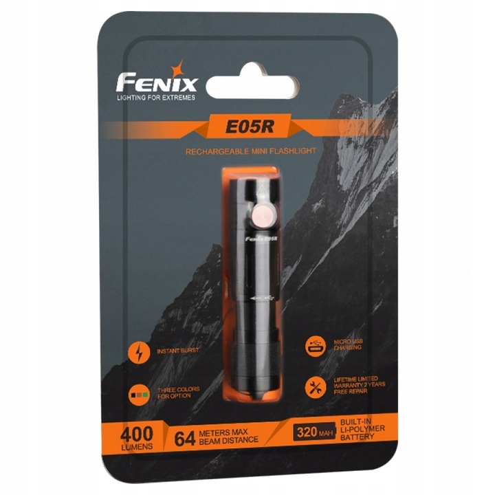 ŽIBINTUVĖLIS DIODINĖ FENIX E05R 400LM 64M MICRO USB nuotrauka 16