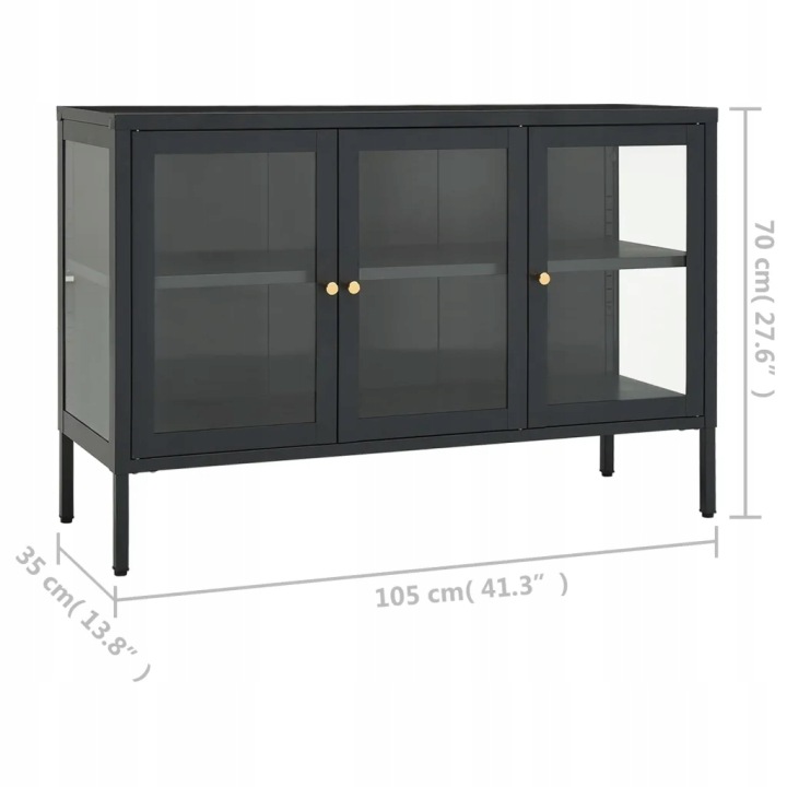 VIDAXL CASIER LATÉRALE ANTRACYTOWA, 105X35X70 CM, ACIER I VERRE