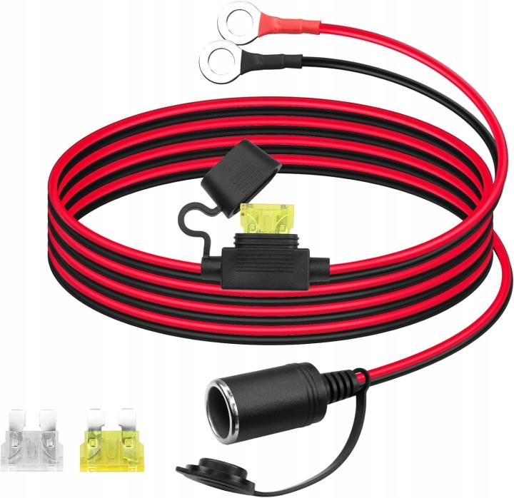 RALLONGE ALLUME-CIGARES AUTOMOBILE 1M 14AWG 20A FUSIBLE 12 24V
