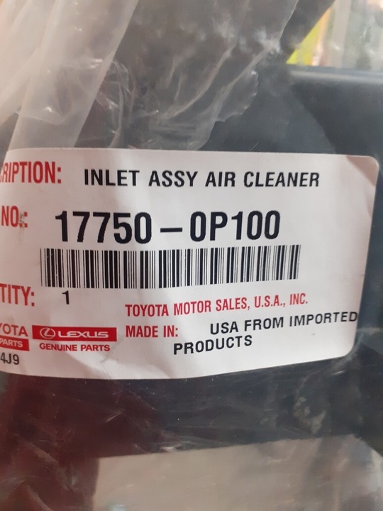 DE AIRE DE FILTRO AIRE TOMADOR TOYOTA SIENNA 3.5 17- 