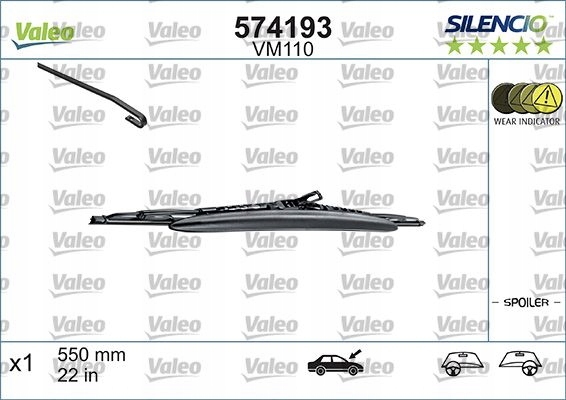 POIGNÉE ESSUIE-GLACES VALEO 574193 AVANT 550 MM