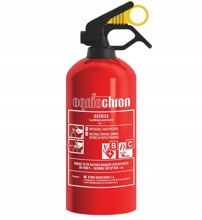 EXTINGUIDOR DE AUTOMÓVIL DE POLVO OGNIOCHRON BC 1KG 2024 + ZAPACH CHUPA CHUPS 