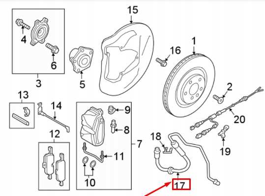 AUDI A4 B9 FIL DE FREIN AVANT DROIT 8W0611708B ORIGINAL