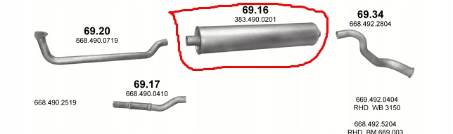 MERCEDES 609 709 809 1417 1617 POT D'ÉCHAPEMENT CENTRAL 69.16 AVEC 383.490.0201 photo 6 - milautoparts-fr.ukrlive.com