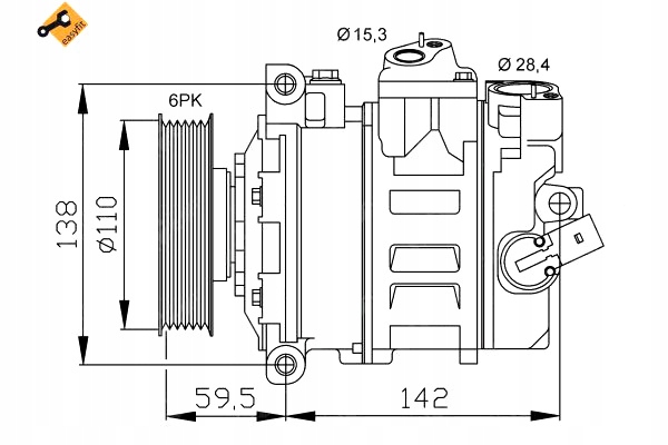 NRF COMPRESOR DE ACONDICIONADOR AUDI A1 A3 A4 B6 Q2 Q3 TT SEAT ALHAMBRA 