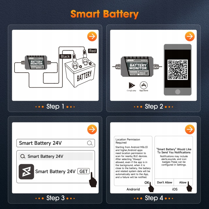 ANCEL BM300 PRO 6V 12V 24V SMART MONITEUR BATTERIE AUTOMOBILE BLUETOOTH5.3 POLONAIS