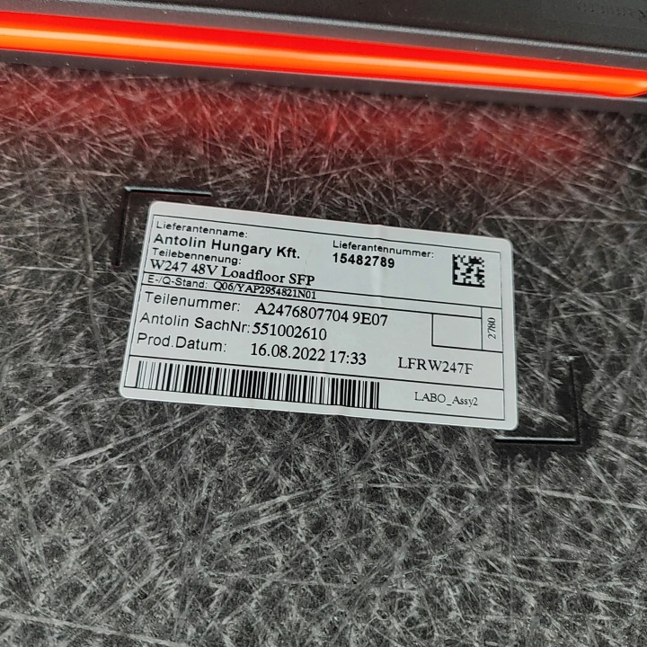 PLANCHER REVÊTEMENT COUVERCLES DE COFFRE MERCEDES-BENZ B CLASSE W247 GLA II H247