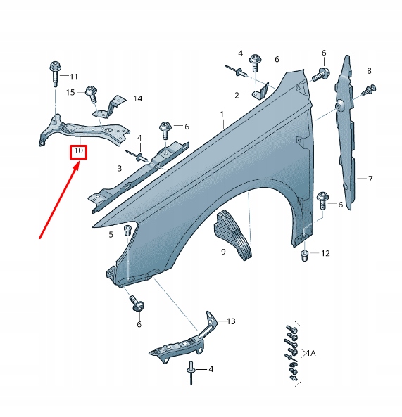 AUDI A3 SPORTBACK 8V SUPPORT GARDE-BOUE AVANT DROIT 8V0821136B