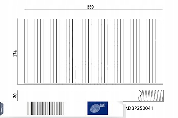 BLUE PRINT ADBP250041 FILTRE VENTILATION ESPACES PASAZERSKIEJ