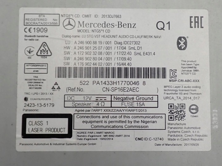 RADIO NAVIGATION NAVI MONITEUR EUROPE MERCEDES CLA 117 C117 W117 X117 17R