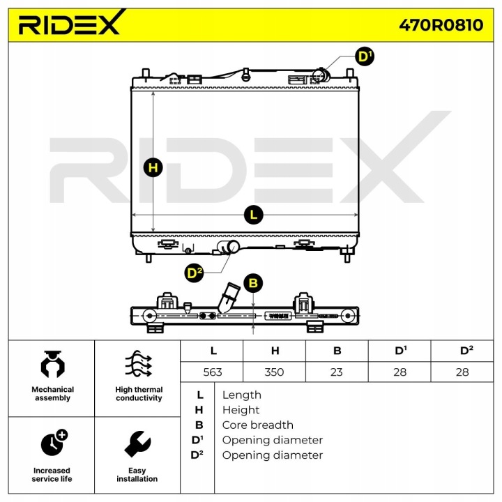 RIDEX 470R0810 RADIATEUR SYSTÈME REFROIDISSEMENT MOTEUR VERS FORD B-MAX (JK)