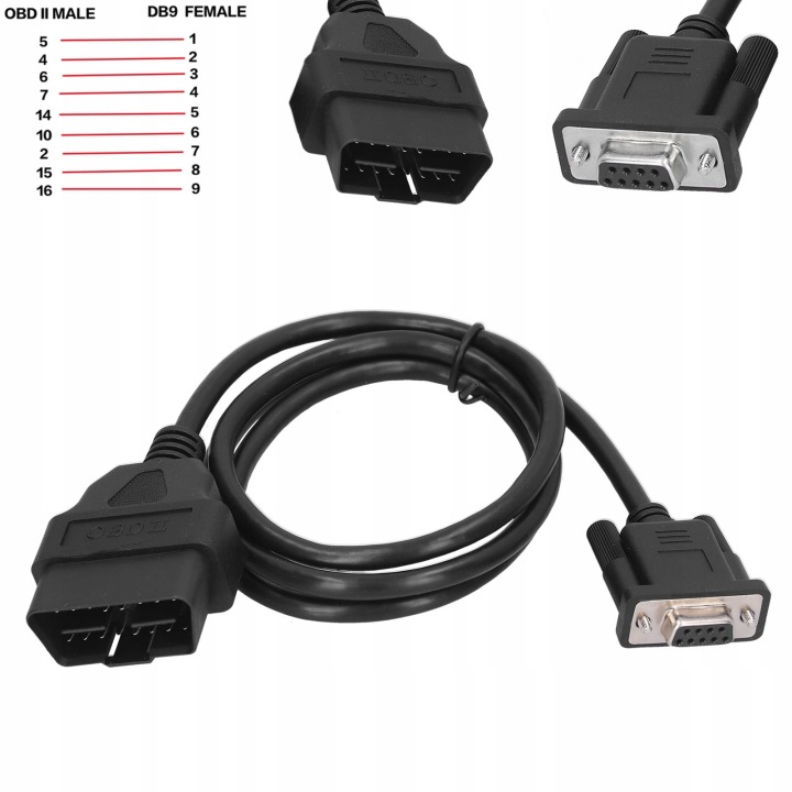 RALLONGE 16PIN OBD2 VERS RS232 DB9 ADAPTATEUR DIAGNOSTIC AUTOMOBILE