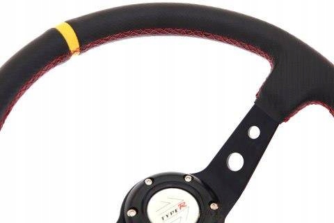 VOLANT SPORTIVE PLAQUE DE RALLYE PRO 350MM OFFSET:80MM CARBONE JAUNE TUNING