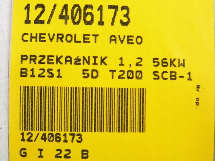 CHEVROLET AVEO RELAIS 1,2 56KW B12S1 5D T200 SCB-1-11-1240