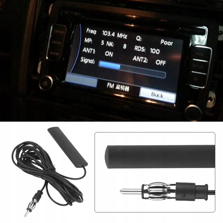 ANTENNE RADIO ANT-309 VERS AMPLIFICATEUR SYGNALU 85-112 MHZ RACCORD VOITURE