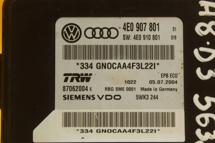 MODULE CONTRÔLEUR ORDINATEUR FREINS AUDI A8 D3 4E0907801 4E0910801