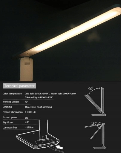 LÁMPARA BIURKOWA BIURKO MONITOR DIODO LUMINOSO LED CONTADOR DATA 