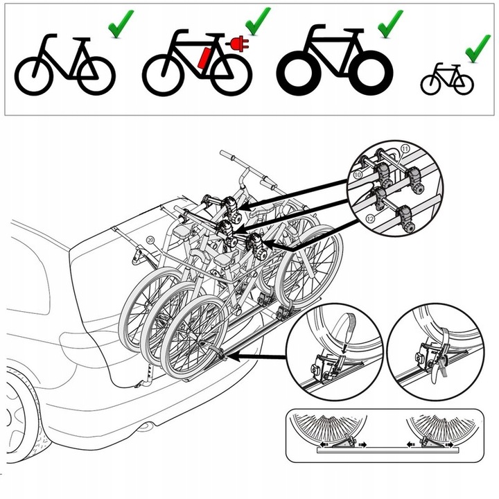 MALETERO BICICLETAS AL TAPA DE MALETERO POLARIS AL 3 BICICLETAS PARA LANCIA YPSILON II 04-13 