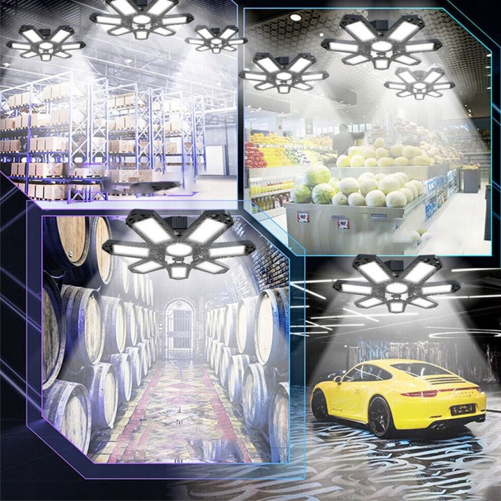 PHARE GARAGE LED SUFITOWA ROZKLADANA PHARES ANTIBROUILLARD E27 4 BRAS DE SUSPENSION REGULOWANYCH