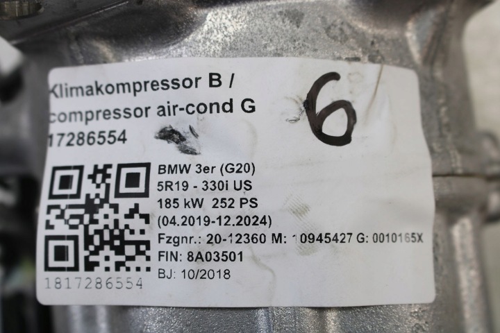 BMW POMPE CLIMATISATION 6994082 CLIMATISATION COMPRESSEUR COMPRESSEUR DENSO 63AT M440I