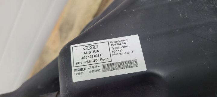 A6 C7 4G S6 CHÂSSIS FILTRE AIR 3.0 TDI 4G0133838E A7 4G