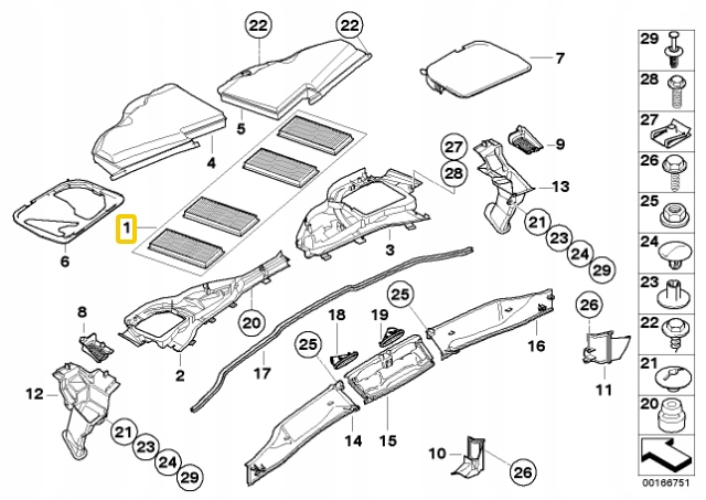 FILTRE CARBONIQUE BMW E90 E92 E93 ORIGINAL 64319159606