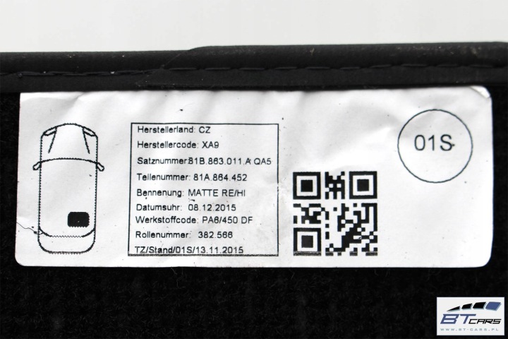 AUDI Q2 TAPIS DE SOL PLANCHERS 81B863011A ESSUIE-GLACES 81B 863 011 A 81A864451 81