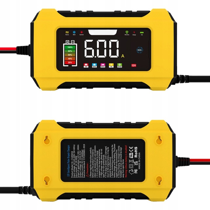 AUTOMATIQUE INTELLIGENT CHARGEUR CHARGEUR BATTERIE LCD 12V 6A